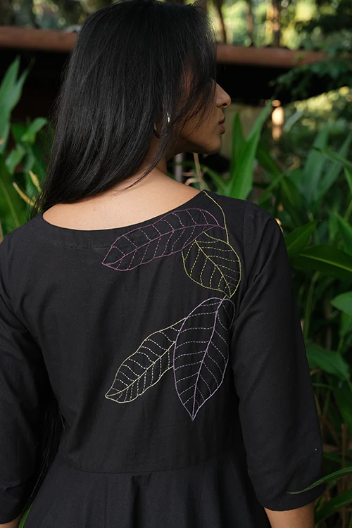 Okhai 'Black Energy' Pure Cotton Hand Embroidered Dress - Image 5