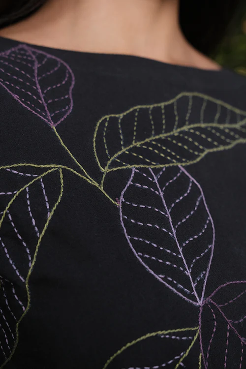 Okhai 'Black Energy' Pure Cotton Hand Embroidered Dress - Image 6