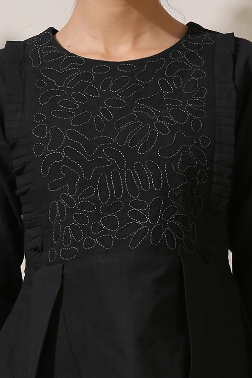 Okhai 'Black Oak' Applique Work Hand Embroidery Work Top - Image 2