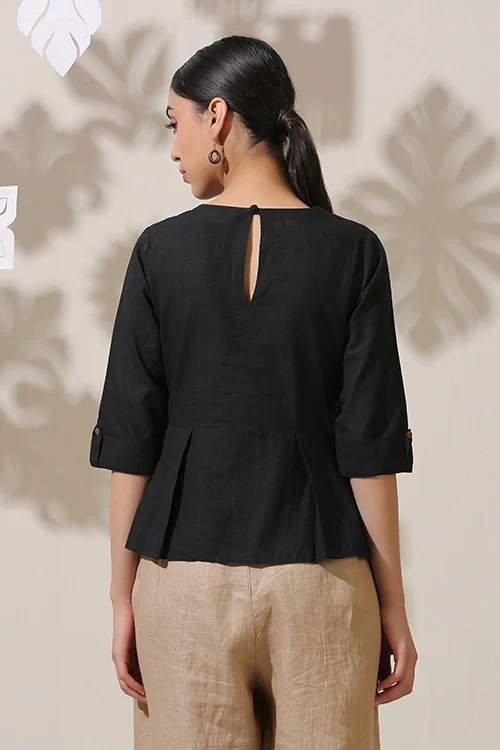 Okhai 'Black Oak' Applique Work Hand Embroidery Work Top - Image 3