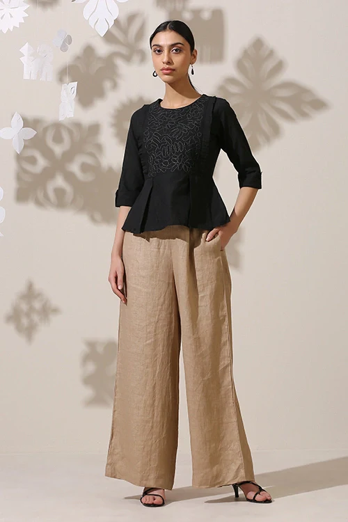 Okhai 'Black Oak' Applique Work Hand Embroidery Work Top - Image 5