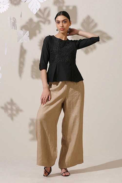 Okhai 'Black Oak' Applique Work Hand Embroidery Work Top - Image 6