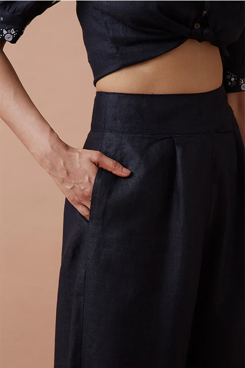 Okhai 'Black Olive' Pure Linen Pant - Image 5