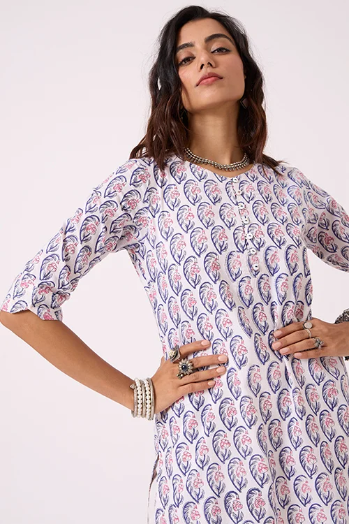 Okhai "Bloom" Hand Block Printed Pure Cotton Kurta - Image 2