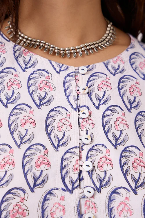 Okhai "Bloom" Hand Block Printed Pure Cotton Kurta - Image 3