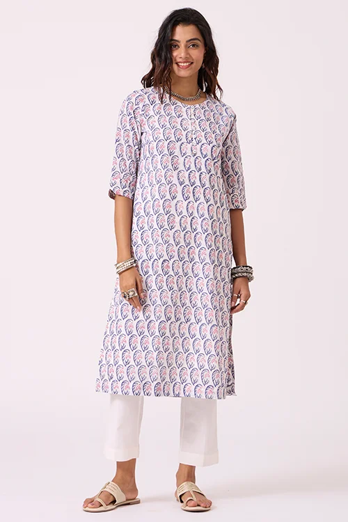 Okhai "Bloom" Hand Block Printed Pure Cotton Kurta - Image 4
