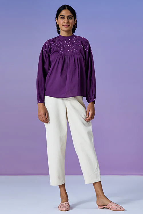 Okhai 'Boisterous' Pure Cotton Hand Embroidered Top - Image 11