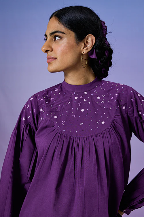 Okhai 'Boisterous' Pure Cotton Hand Embroidered Top - Image 3