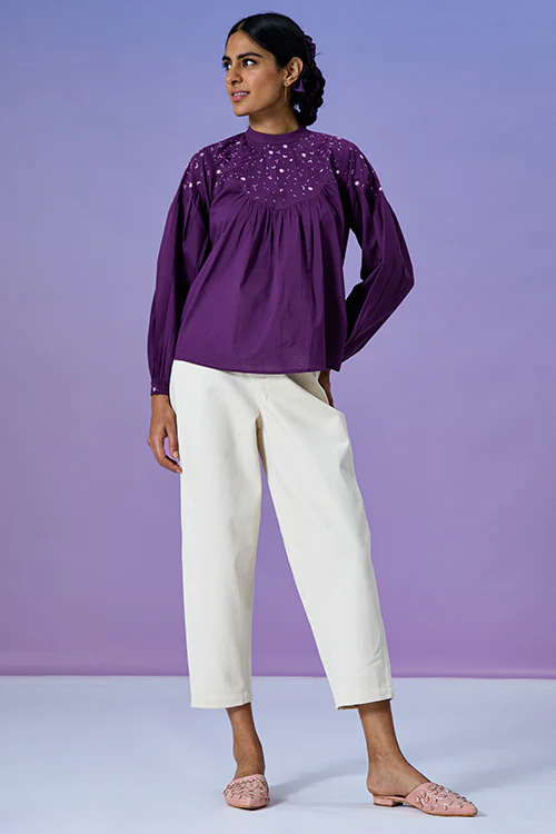 Okhai 'Boisterous' Pure Cotton Hand Embroidered Top - Image 4