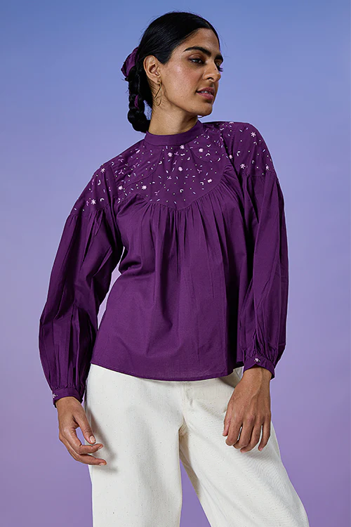 Okhai 'Boisterous' Pure Cotton Hand Embroidered Top - Image 9
