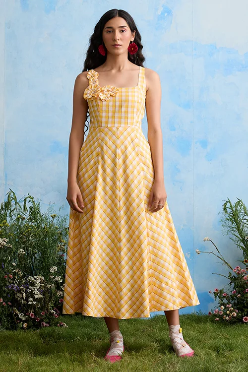 Okhai "Buttercup" Sleeveless Yellow Handloom Dress