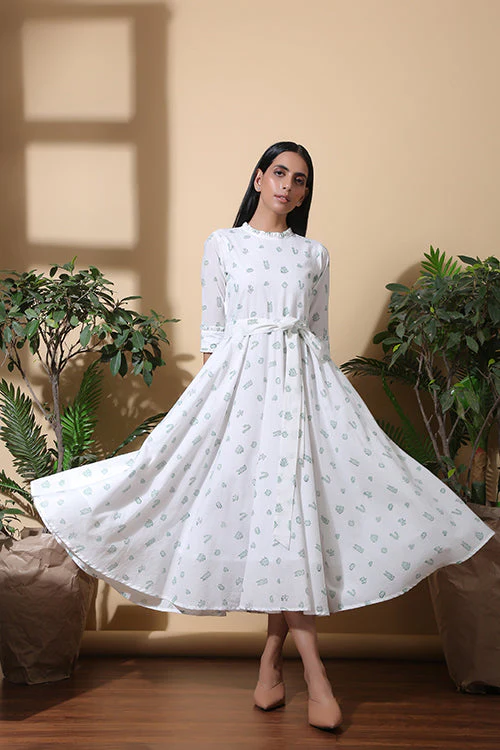 Okhai 'Cacti Garden' Hand Block Printed Pure Cotton Dress | Rescue - Image 2