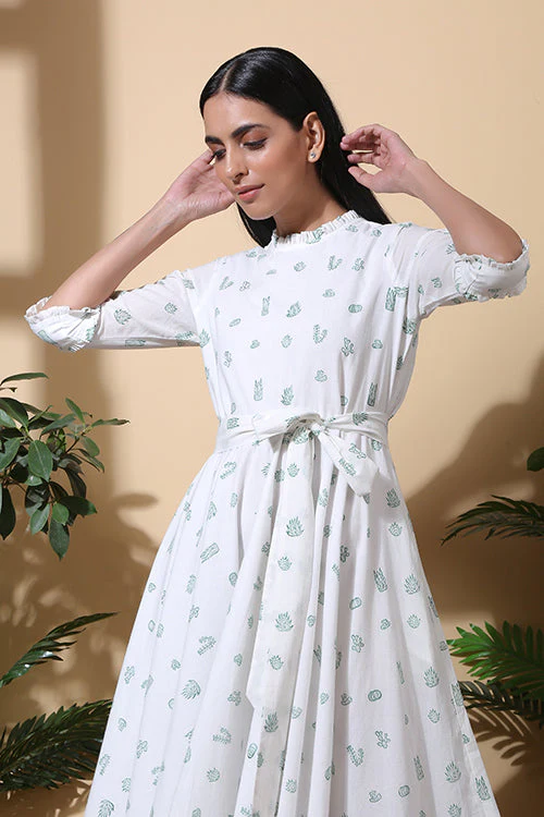 Okhai 'Cacti Garden' Hand Block Printed Pure Cotton Dress | Rescue - Image 3
