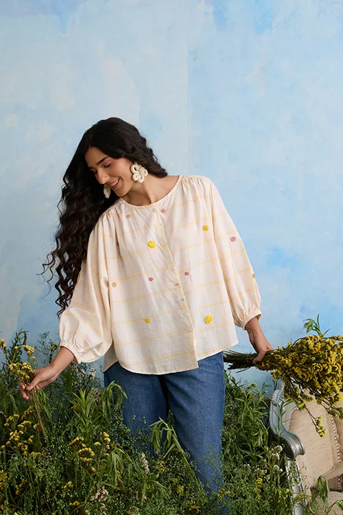 Okhai "Candytuft" Cotton Handloom Antifit Top - Image 3