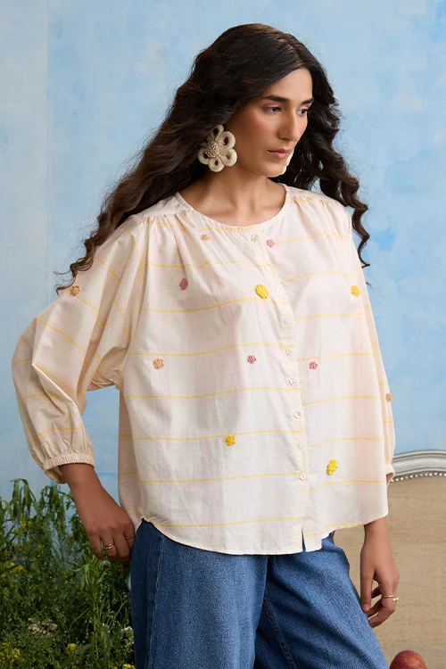 Okhai "Candytuft" Cotton Handloom Antifit Top - Image 6