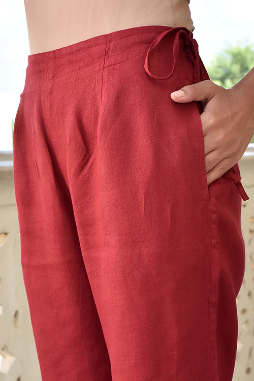 Okhai 'Caravan' Pure Linen Red Pants - Image 3