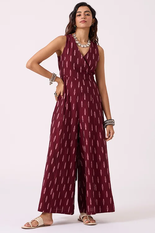 Okhai "Carmine" Pure Cotton Ikat Jumpsuit - Image 2