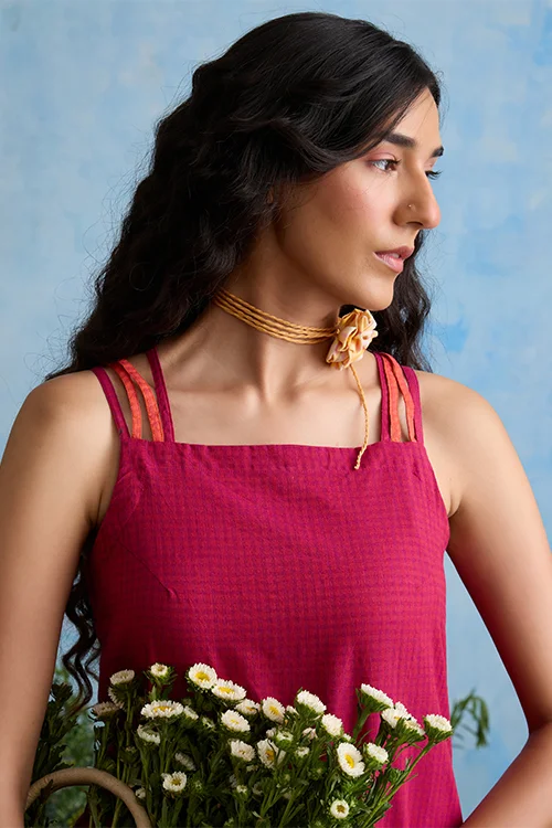 Okhai "Carnation" Cotton Sleeveless Kurta Pant Set - Image 2