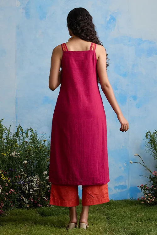 Okhai "Carnation" Cotton Sleeveless Kurta Pant Set - Image 4
