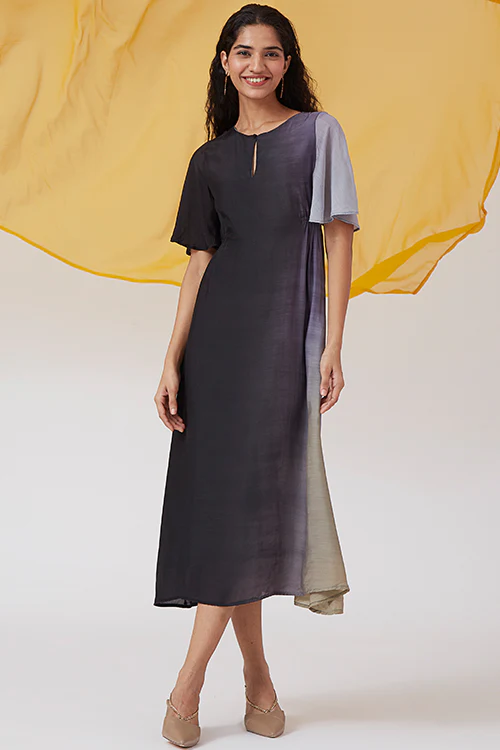 Okhai 'Charcoal' Ombre Modal Silk Half Sleeves Dress - Image 2