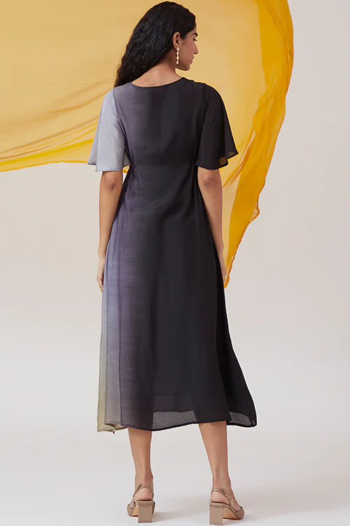 Okhai 'Charcoal' Ombre Modal Silk Half Sleeves Dress - Image 6