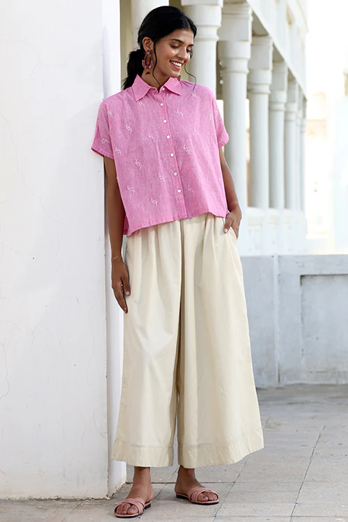 Okhai "Cherish" Hand-Embroidered Beadwork Pure Cotton Shirt - Image 7