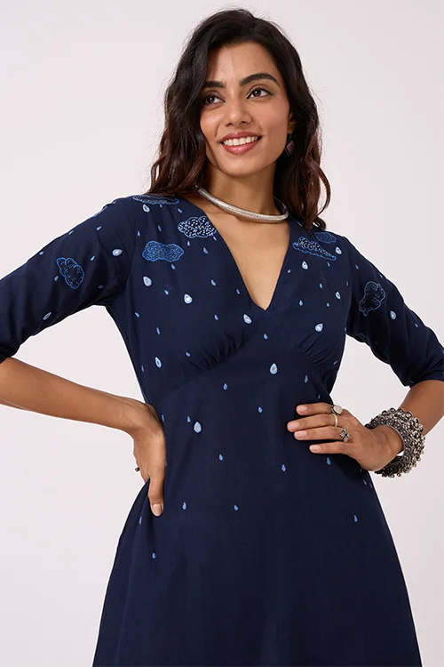 Okhai "Cloud Song" Hand Embroidered Mirrorwork Pure Cotton Dress