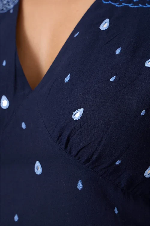 Okhai "Cloud Song" Hand Embroidered Mirrorwork Pure Cotton Dress - Image 5