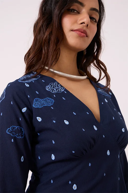 Okhai "Cloud Song" Hand Embroidered Mirrorwork Pure Cotton Dress - Image 6