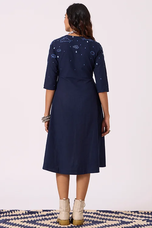 Okhai "Cloud Song" Hand Embroidered Mirrorwork Pure Cotton Dress - Image 7