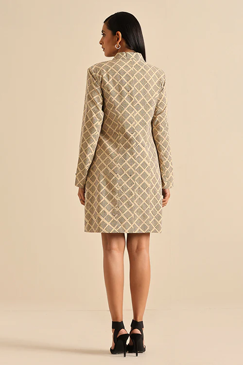 Okhai 'Compassionate' Pure Cotton Hand Block Printed Blazer Dress - Image 5