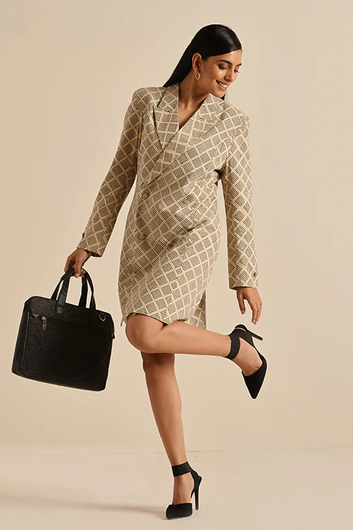 Okhai 'Compassionate' Pure Cotton Hand Block Printed Blazer Dress - Image 6