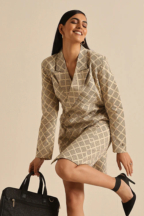Okhai 'Compassionate' Pure Cotton Hand Block Printed Blazer Dress - Image 7