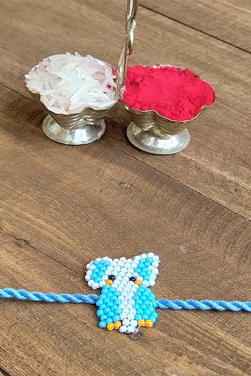 Okhai 'Convoy' Light Blue Elephant Bead Work Rakhi - Image 2