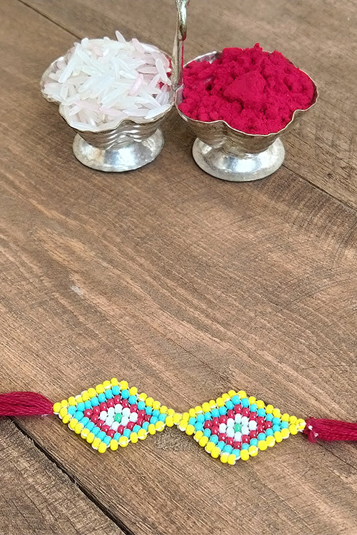 Okhai 'Convoy' Red Bead Work Rakhi