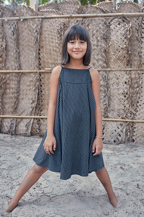 Okhai 'Dawn' Chevron Pure Cotton Sleeveless Kids Dress - Image 3