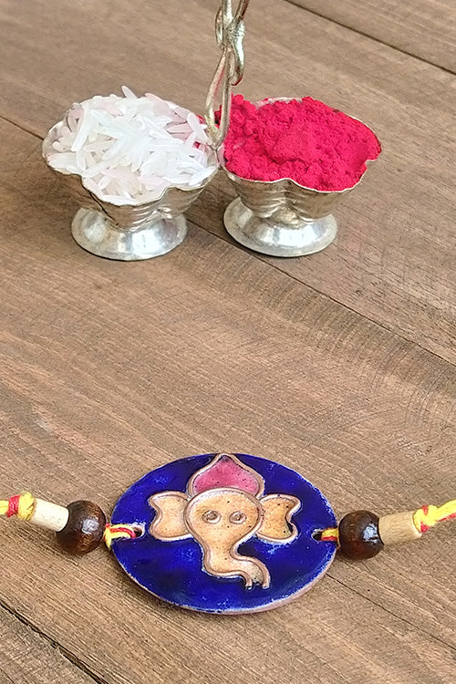 Okhai 'Dulari' Ganesh Copper Enamel Rakhi - Image 2