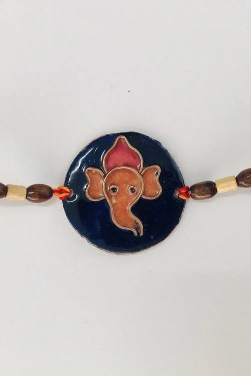 Okhai 'Dulari' Ganesh Copper Enamel Rakhi - Image 3