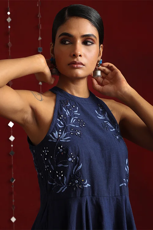 Okhai "Dusk Glow" Hand-Embroidered Pure Cotton Dress - Image 2