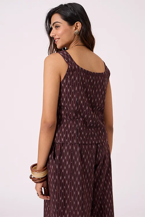Okhai "Earthsong" Pure Cotton Ikat Short Top - Image 3