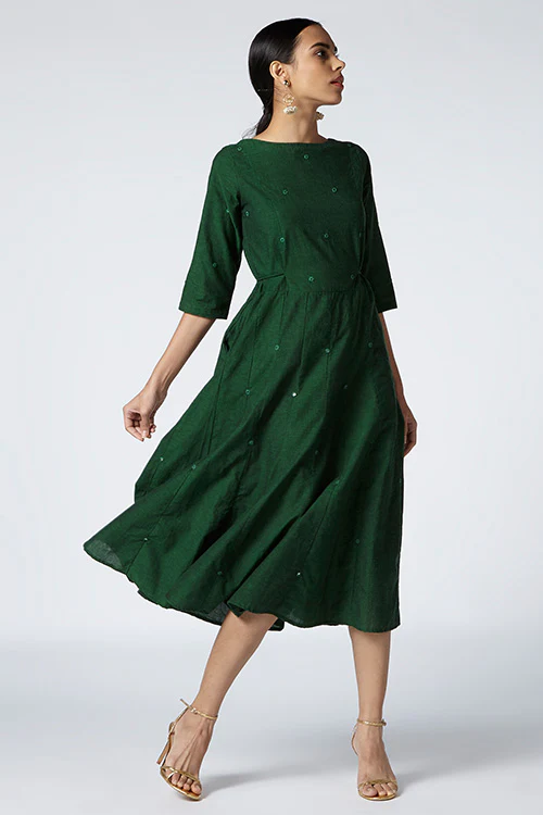 Okhai 'Emerald' Embroidered Cotton Dress - Image 4