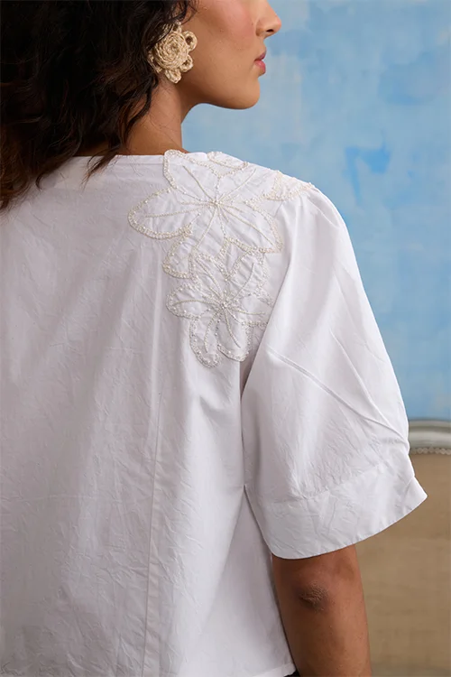 Okhai "Everlasting" Hand Applique and Embroidery Cotton Top - Image 4