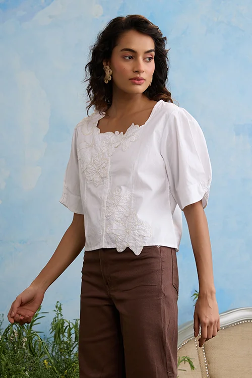 Okhai "Everlasting" Hand Applique and Embroidery Cotton Top - Image 5