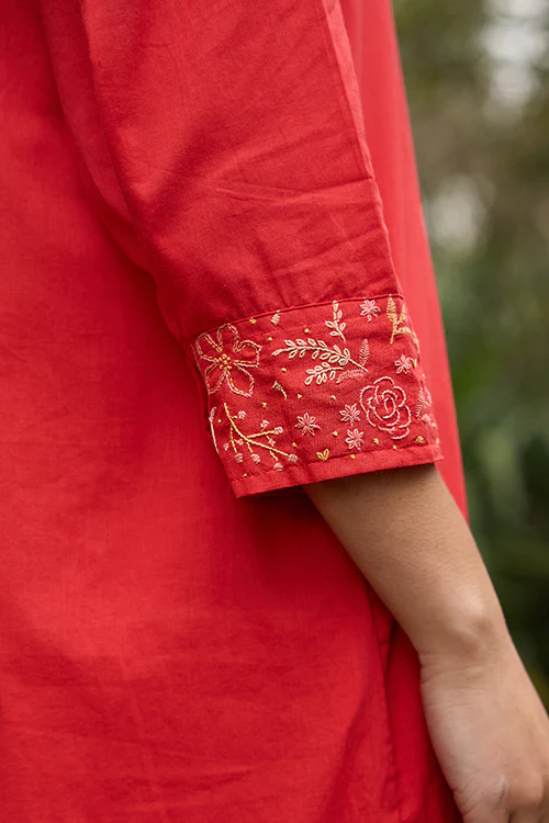 Okhai "Evermore" Hand-Embroidered Pure Cotton Kurta Pant Set - Image 2