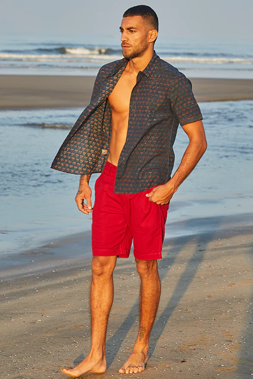 Okhai 'Faith' Pure Cotton Handblock Printed Half-Sleeve Shirt - Image 5