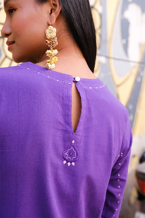 Okhai "Fig" Suf Embroidered Pure Cotton Kurta Pant Set - Image 3