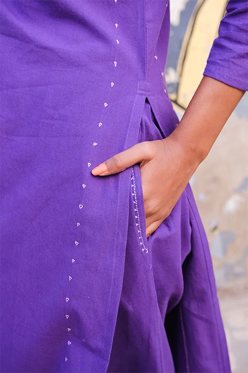 Okhai "Fig" Suf Embroidered Pure Cotton Kurta Pant Set - Image 4