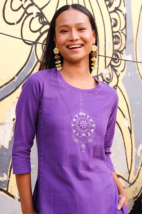Okhai "Fig" Suf Embroidered Pure Cotton Kurta Pant Set - Image 6