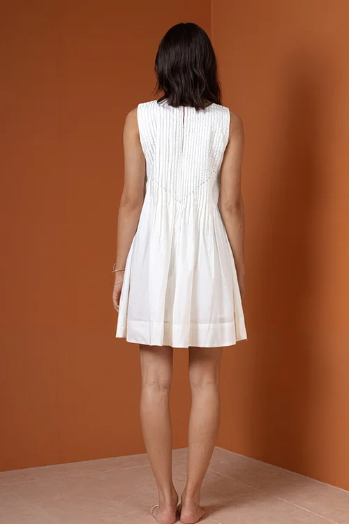 Okhai "First Frost" Hand Embroidery work Pure Cotton Sleeveless Dress - Image 4