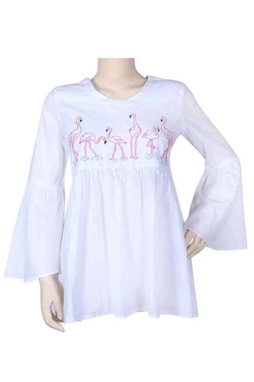 Okhai "Flamingo Feathers" Embroidery Work Top - Image 5
